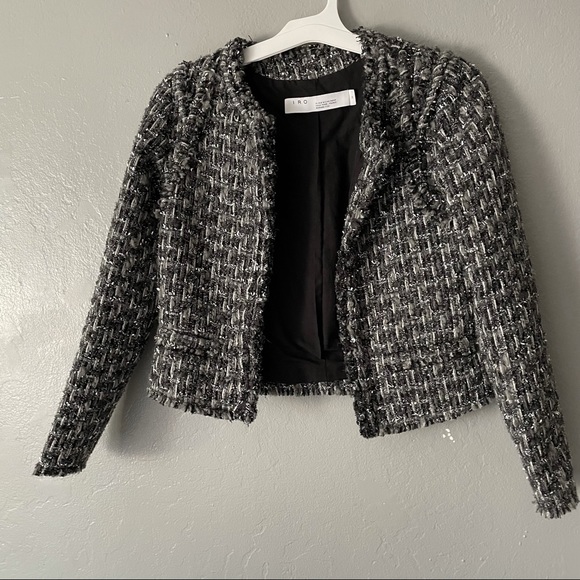 IRO Tweed black and white sparkly jacket size 34 XS - Picture 3 of 5